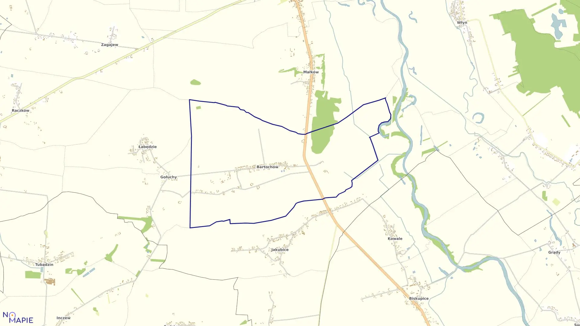 Mapa obrębu BARTOCHÓW w gminie Warta