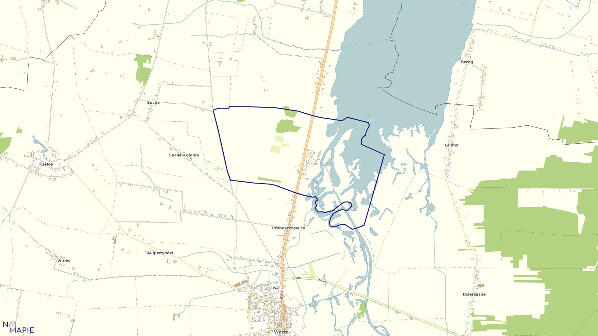 Mapa obrębu MIKOŁAJEWICE w gminie Warta