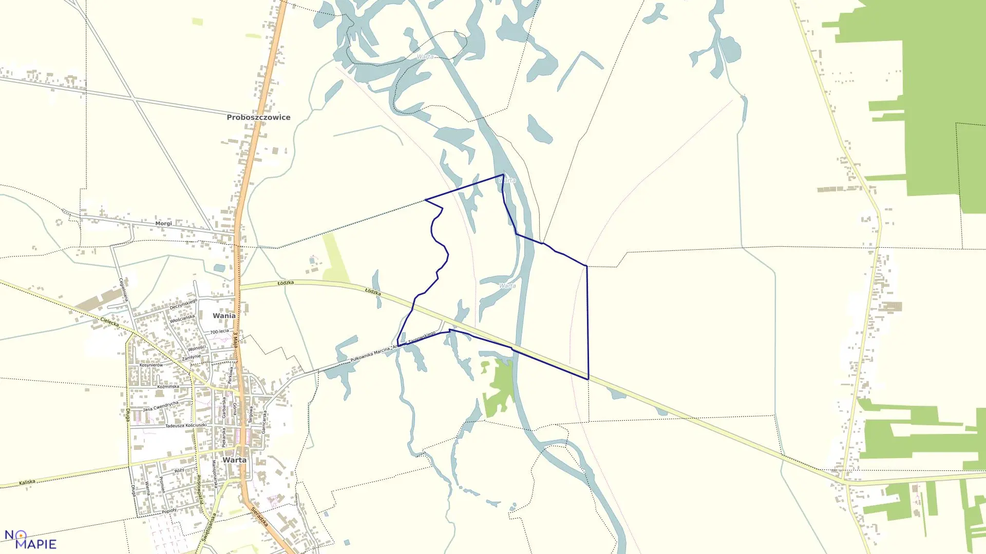 Mapa obrębu OBRĘB 14 w gminie Warta