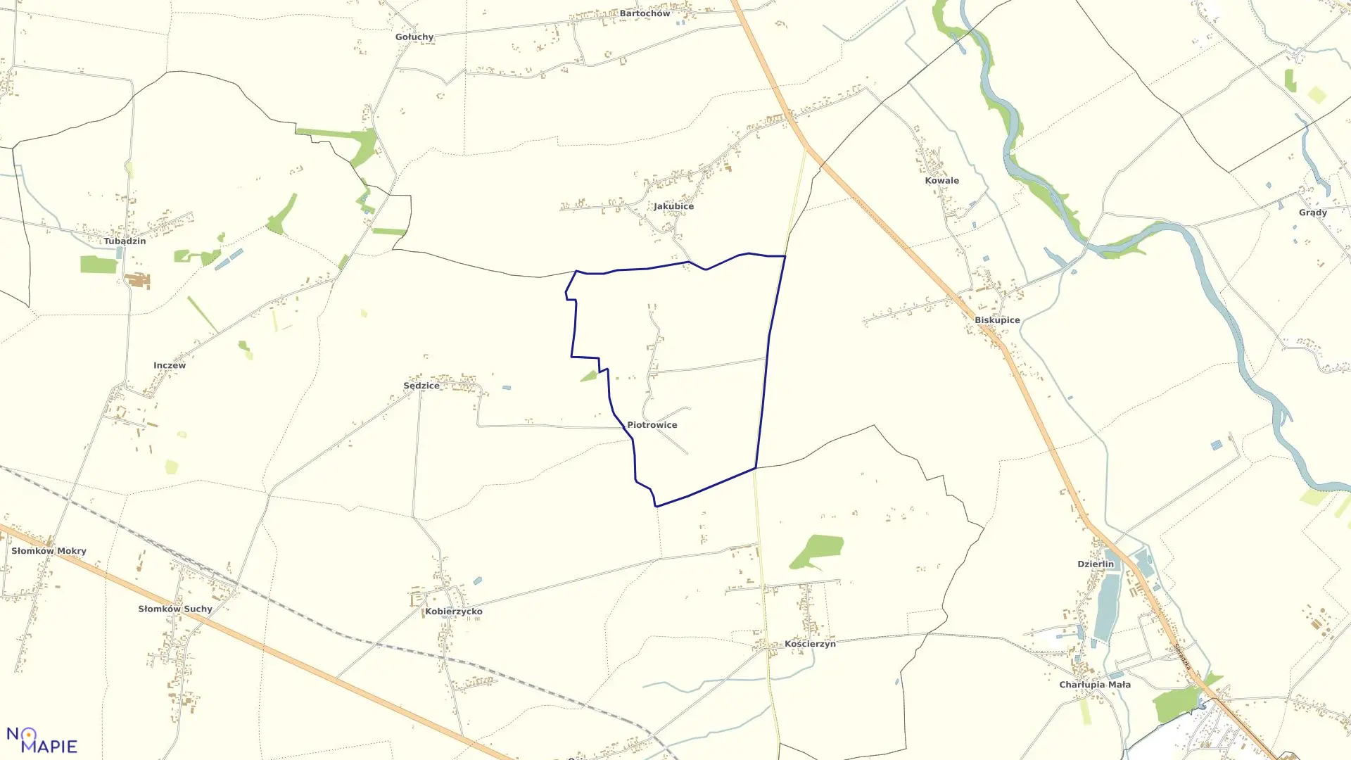 Mapa obrębu PIOTROWICE w gminie Warta