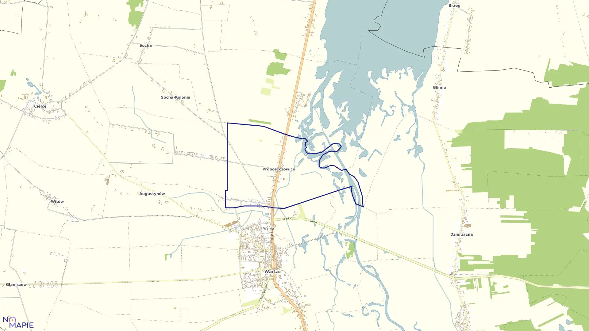 Mapa obrębu PROBOSZCZOWICE w gminie Warta