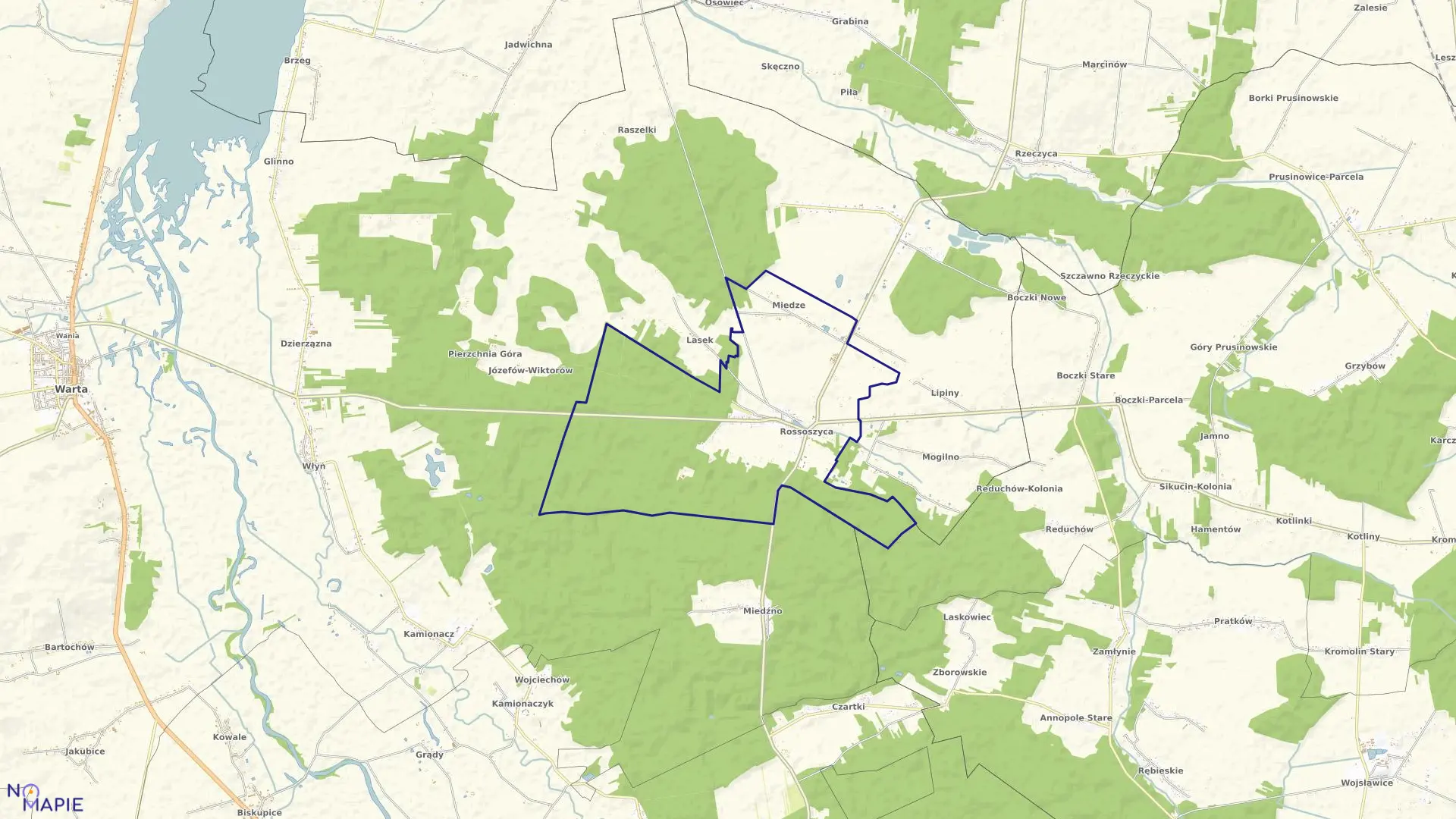 Mapa obrębu ROSSOSZYCA w gminie Warta