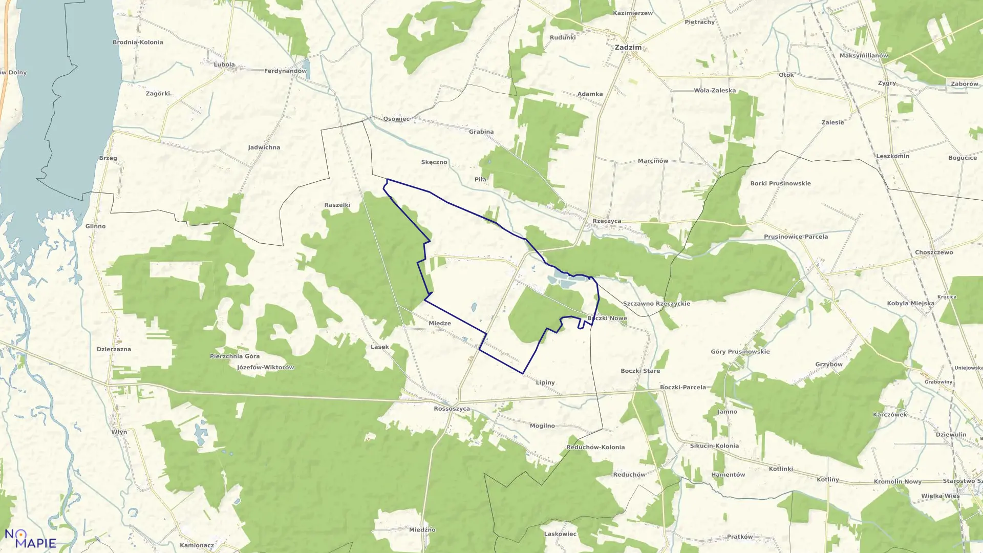 Mapa obrębu ROŻDŻAŁY w gminie Warta