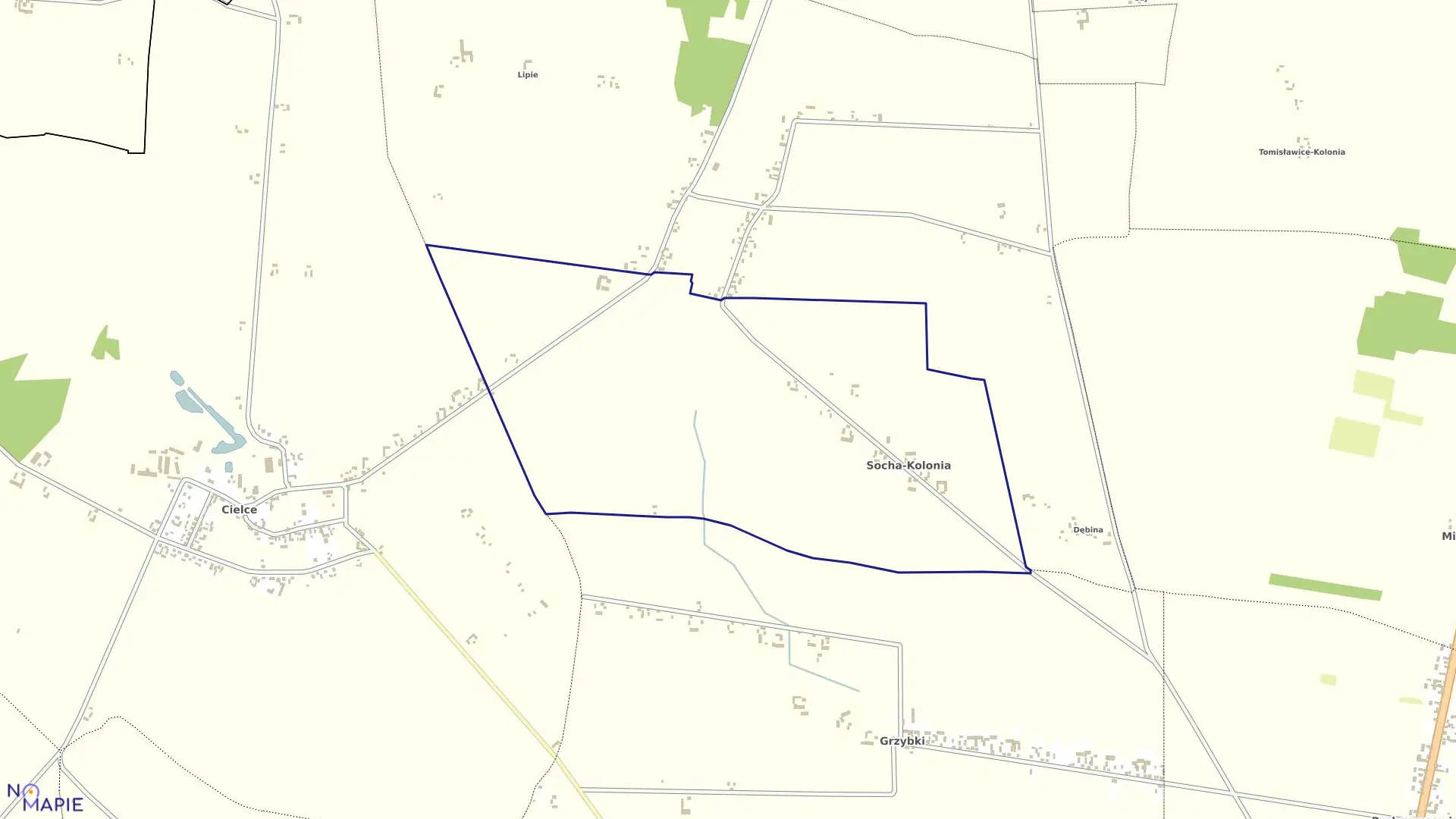 Mapa obrębu SOCHA KOLONIA w gminie Warta