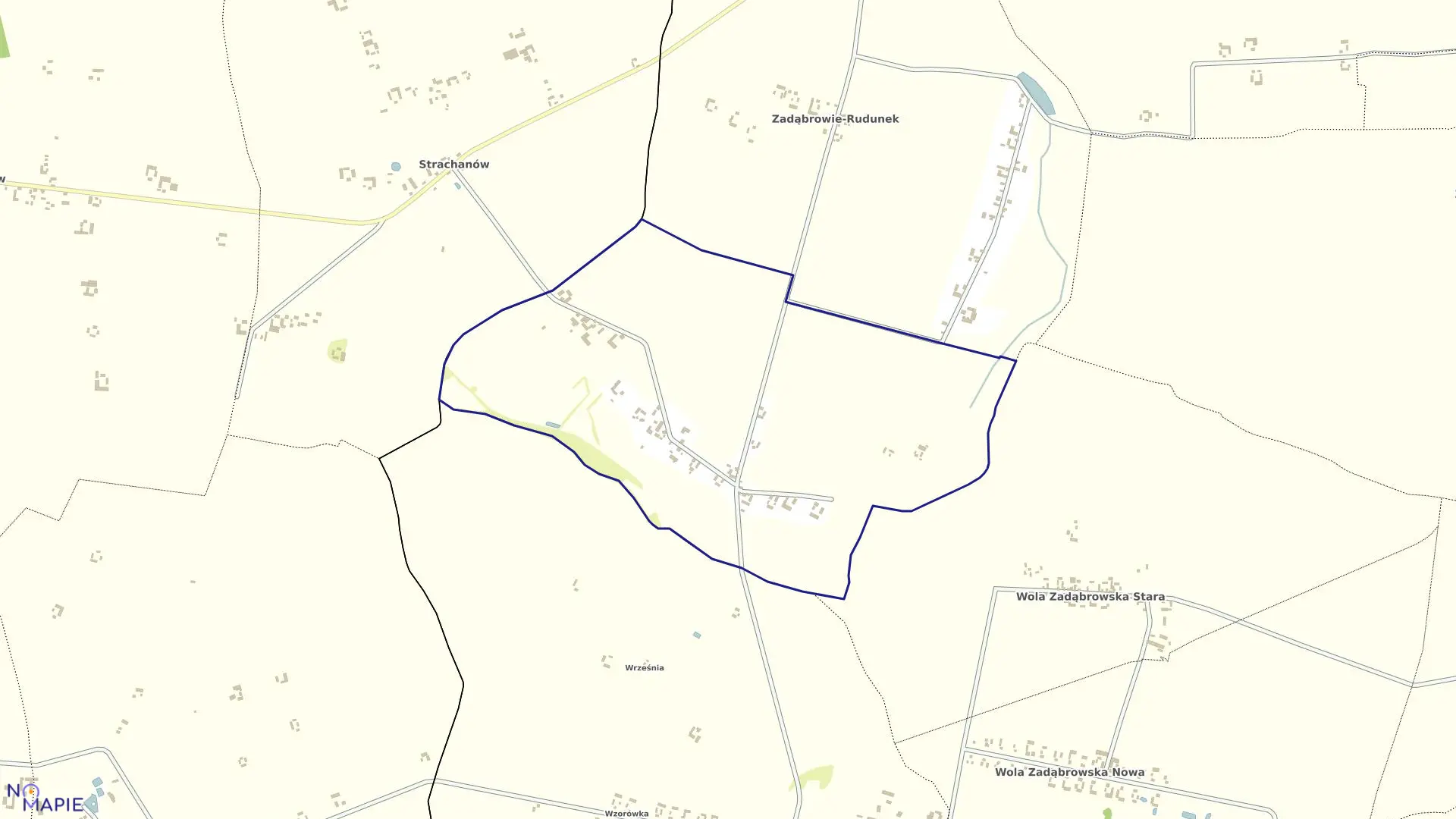 Mapa obrębu ZADĄBRÓW-WIATRAKI w gminie Warta